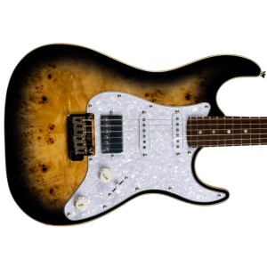 Jet Guitars JS-450 QTBR Roasted Maple / Rosewood HSS - Transparent Brown
